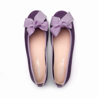 Zamszowe baleriny purpurowe